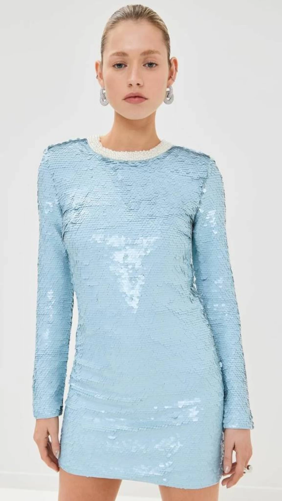 Self Portrait Women's Blue Sequin Mini Dress – Sparkling Party Evening Gown