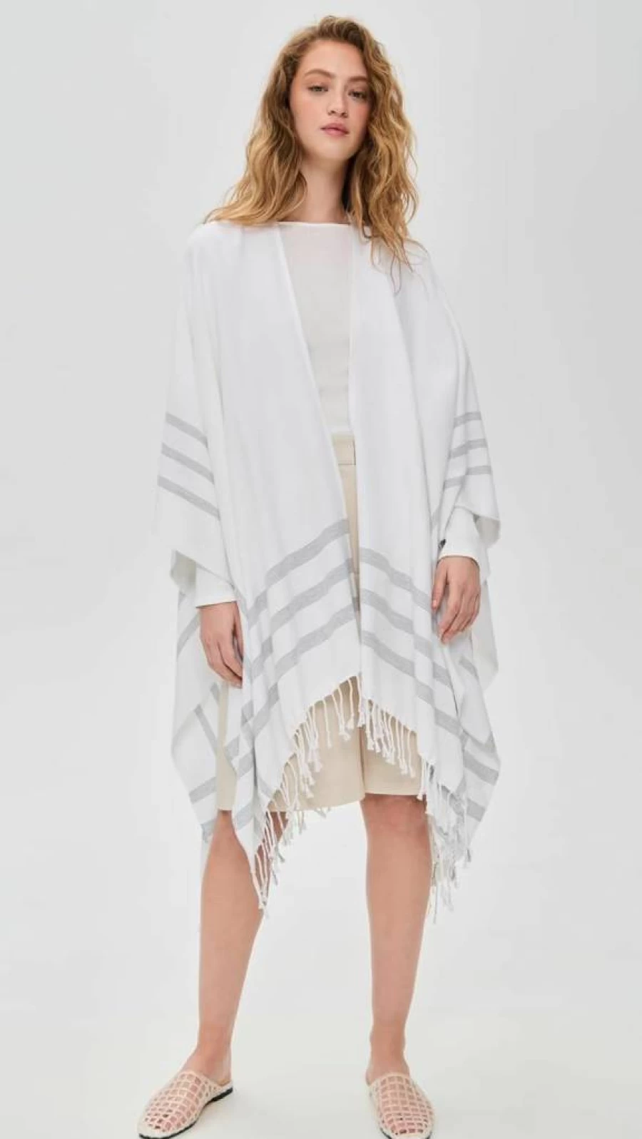 Vince Women's Summer Cape - Soft Cotton Cashmere Blend Elegant Cover-Up