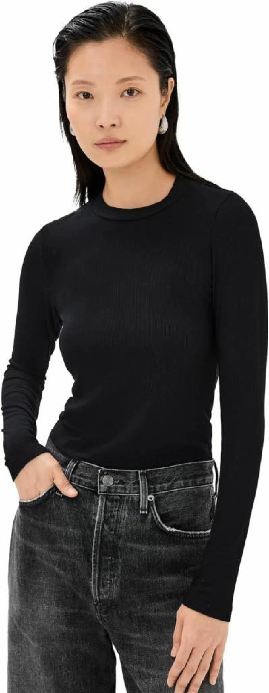 Stateside Women's Fine Rib Cropped T-Shirt | Slim Fit Short Sleeve Top