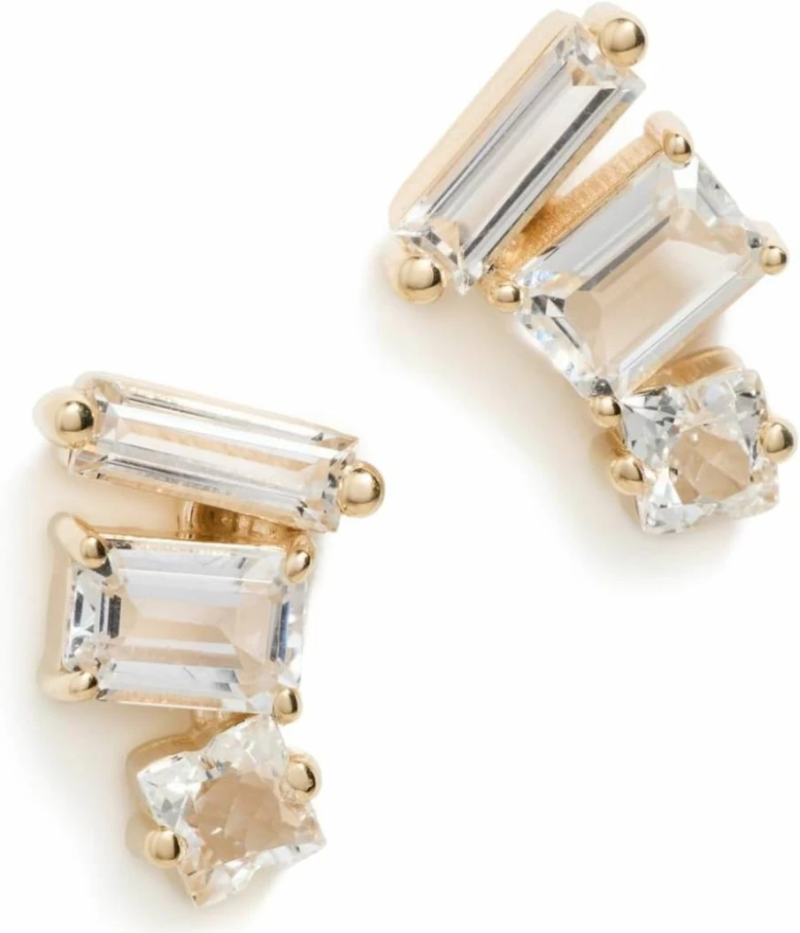 Kalan by Suzanne Kalan Women's White Topaz Earrings in Triple Mixed Shapes