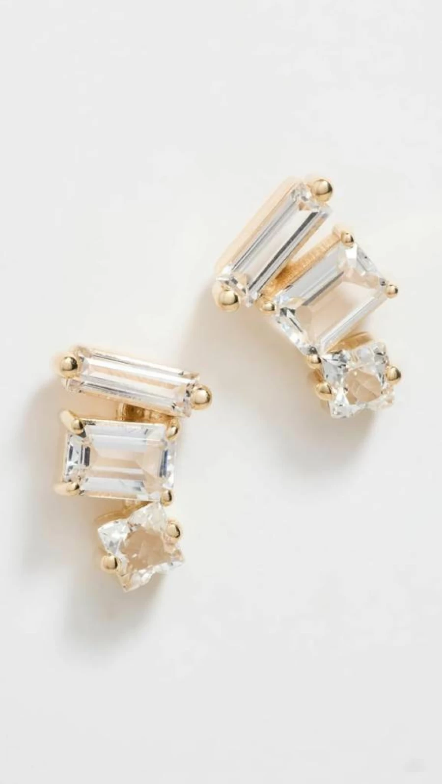 Kalan by Suzanne Kalan Women's White Topaz Earrings in Triple Mixed Shapes
