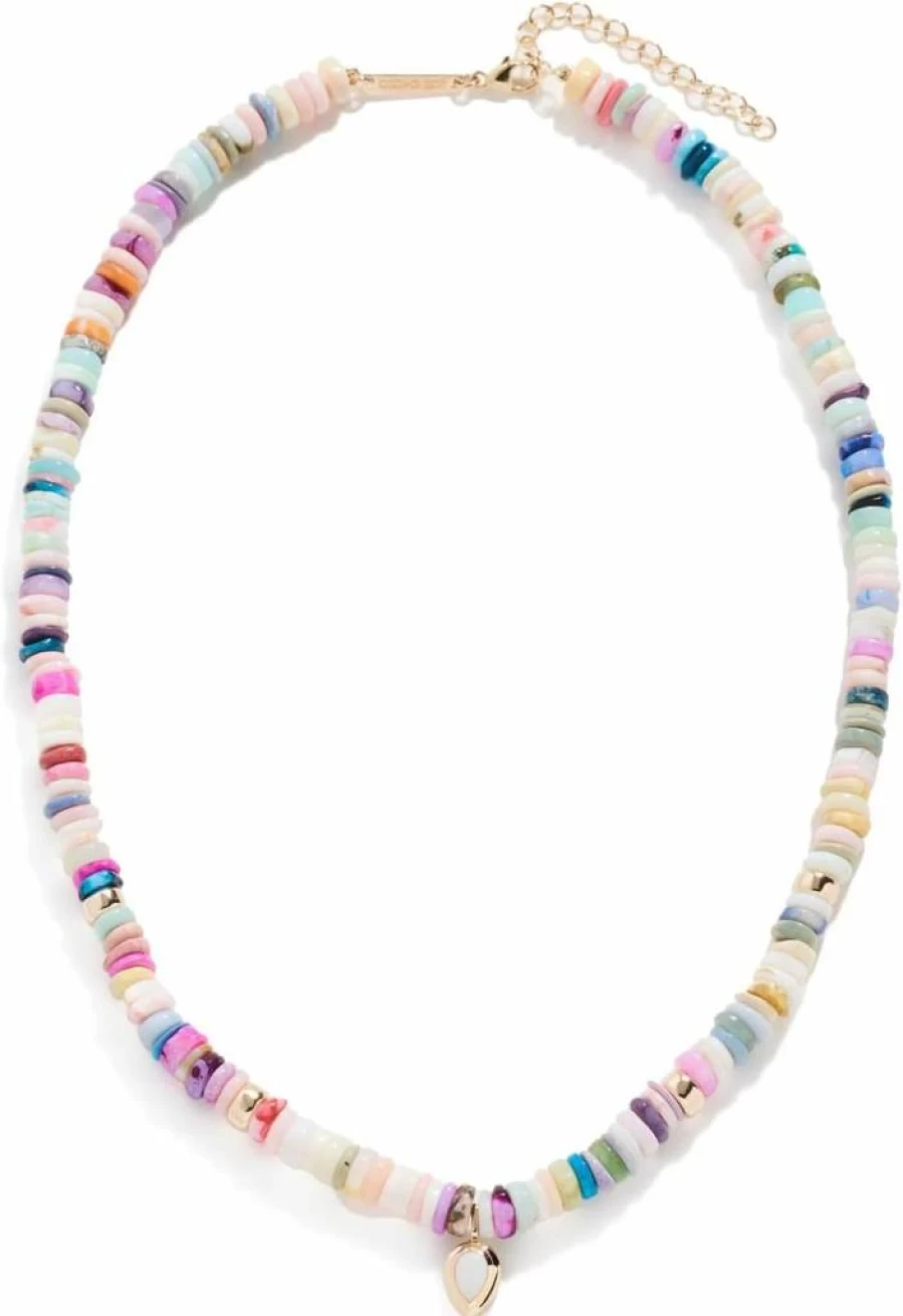 ZOE CHICCO 14K Gold Opal Beaded Necklace for Women - Light Tone Mixed Color Elegant Jewelry