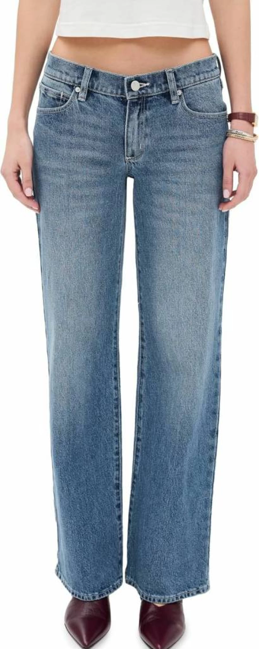 ABRAND Women's High Waist Wide Leg Kim Jeans - 99% Cotton Comfort Fit Stretch Denim Pants for Women