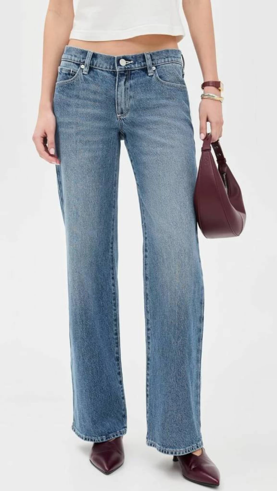 ABRAND Women's High Waist Wide Leg Kim Jeans - 99% Cotton Comfort Fit Stretch Denim Pants for Women