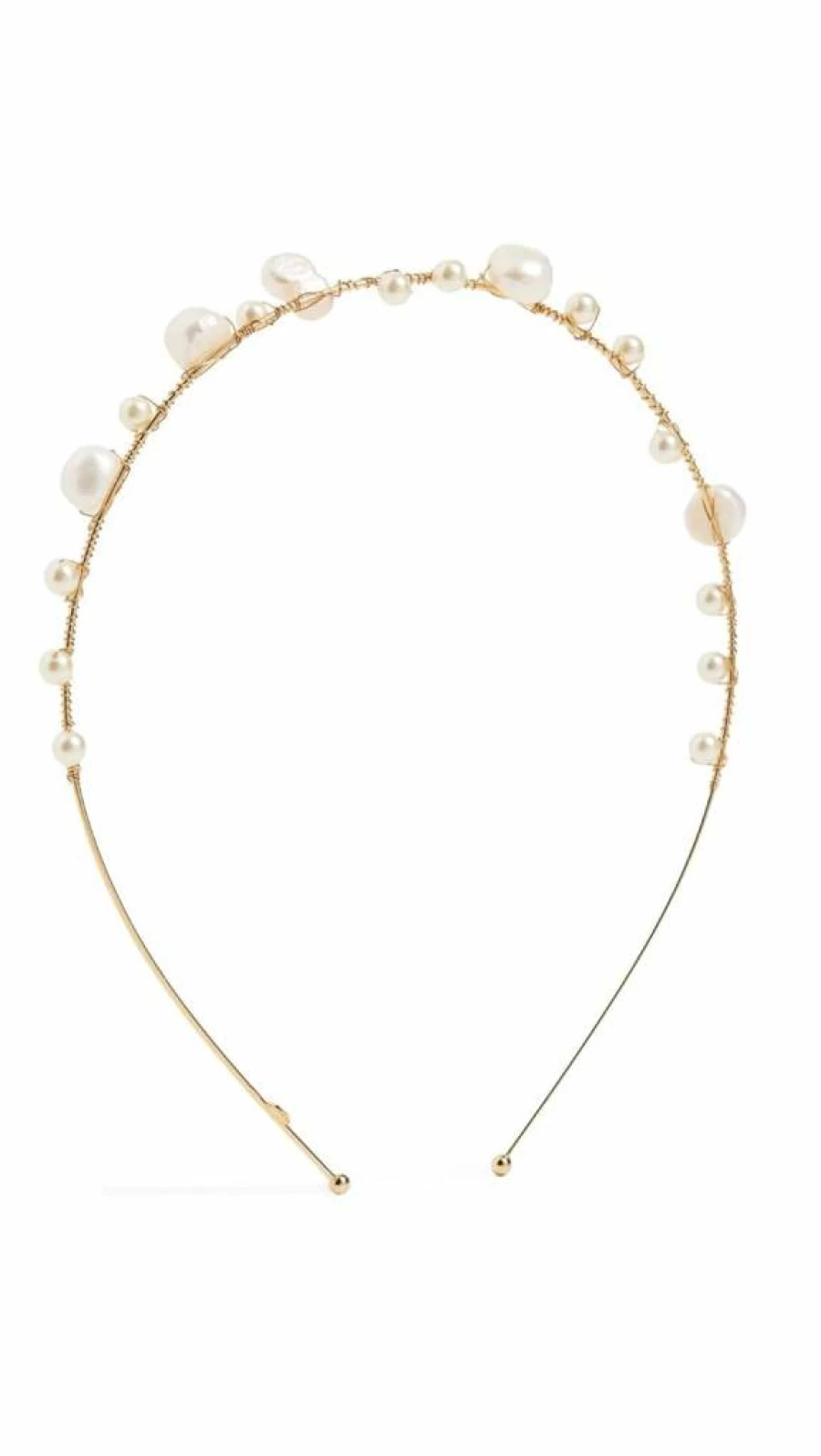 Jennifer Behr Tasha Pearl & Gold Embellished Headband for Women - Off White Luxury Hair Accessory