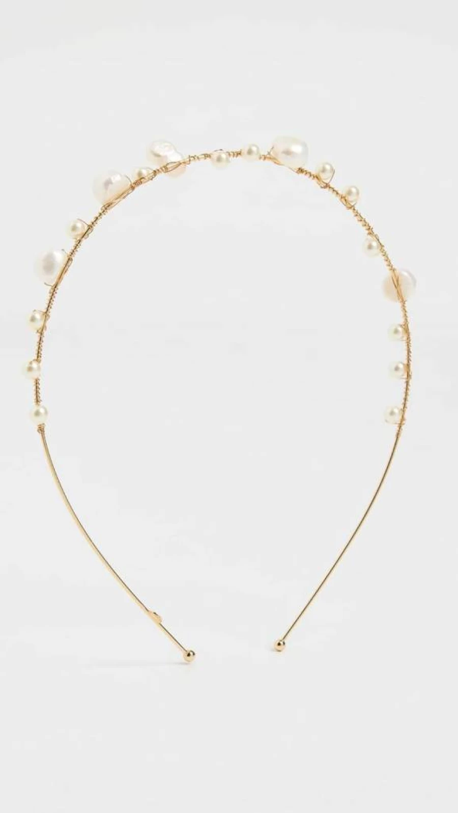 Jennifer Behr Tasha Pearl & Gold Embellished Headband for Women - Off White Luxury Hair Accessory