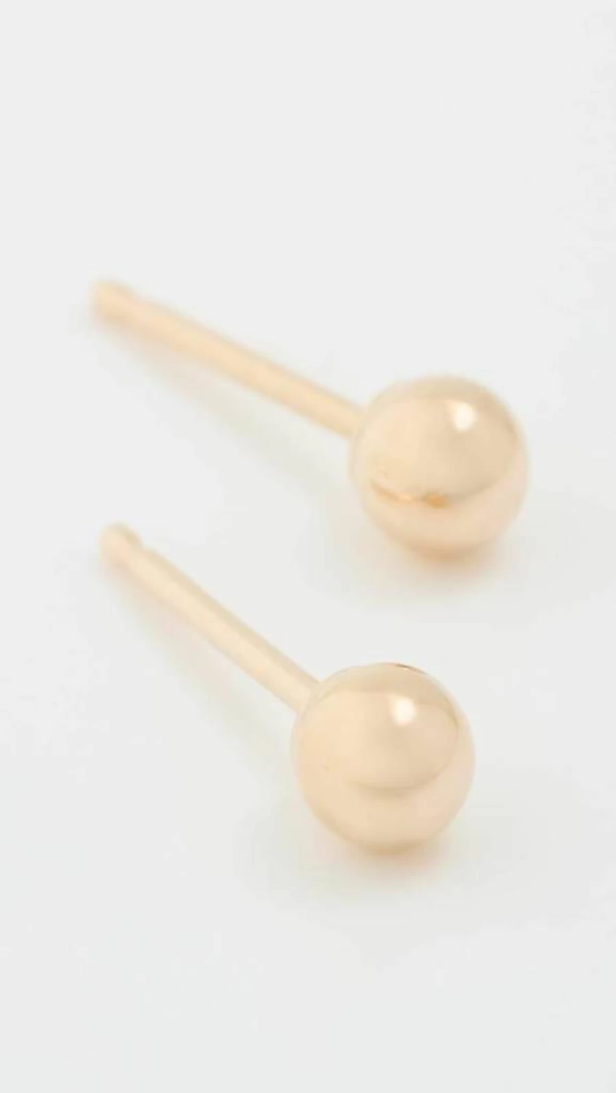 ZOE CHICCO 14K Gold 3mm Ball Stud Earrings for Women - Minimalist Solid Gold Hoop Earrings
