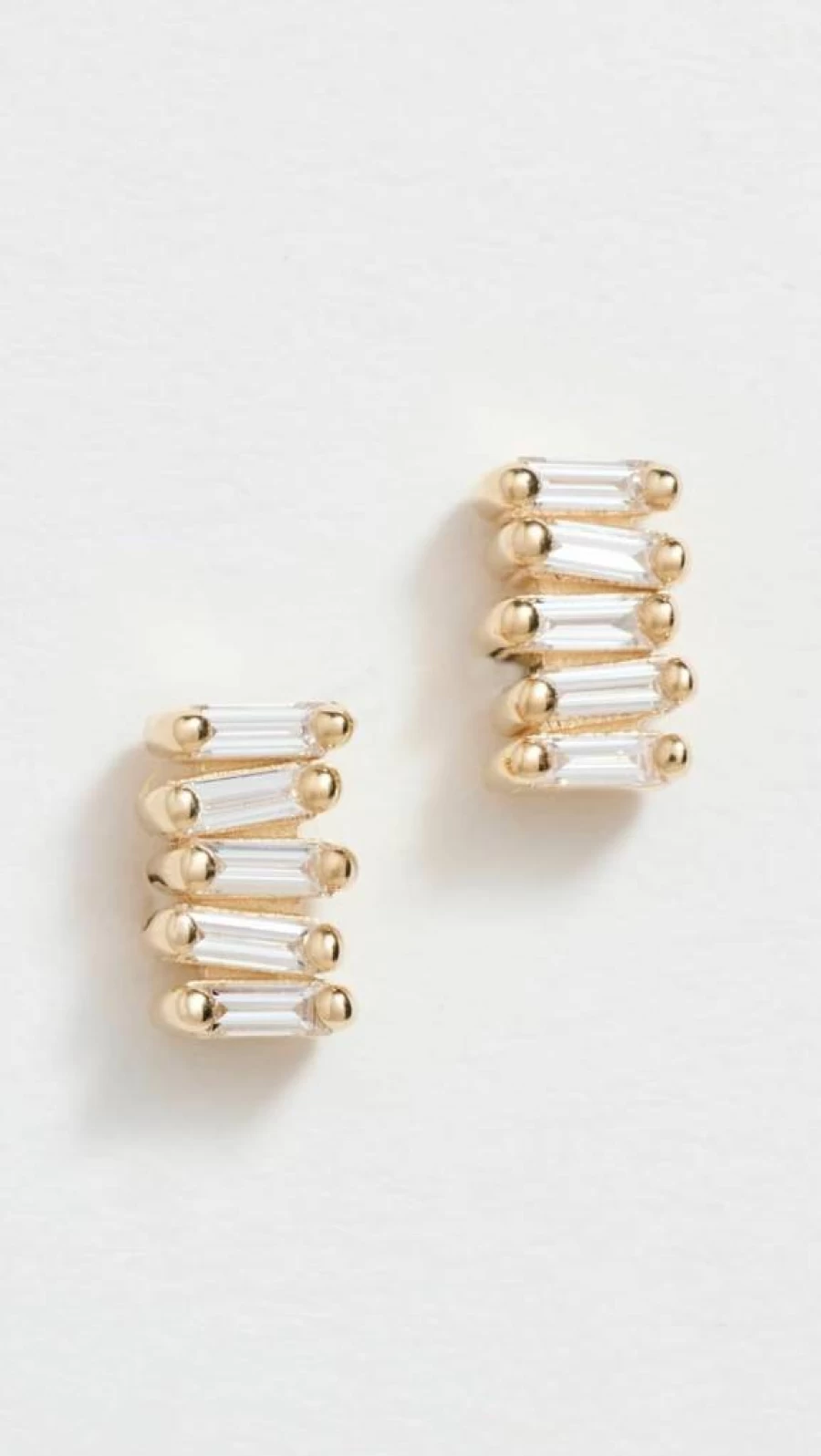Suzanne Kalan 14K Gold Diamond Bar Stud Earrings for Women - Micro Classic Design