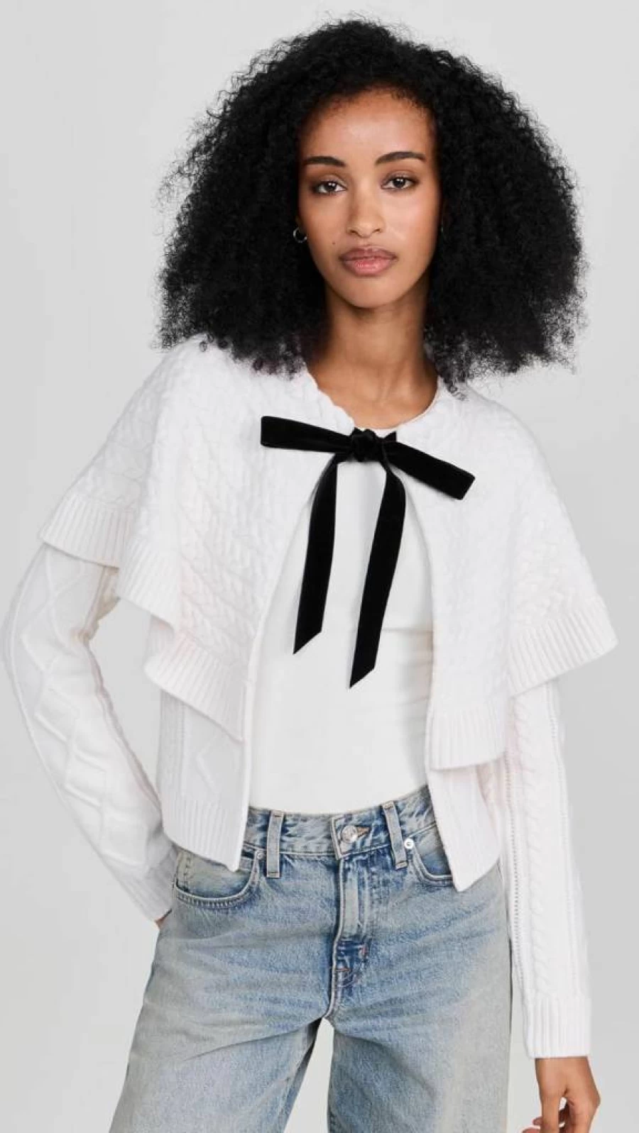 Sea Women's Caleb Cable Knit Tie-Front Cardigan Sweater - Soft Chunky Open Front Wrap