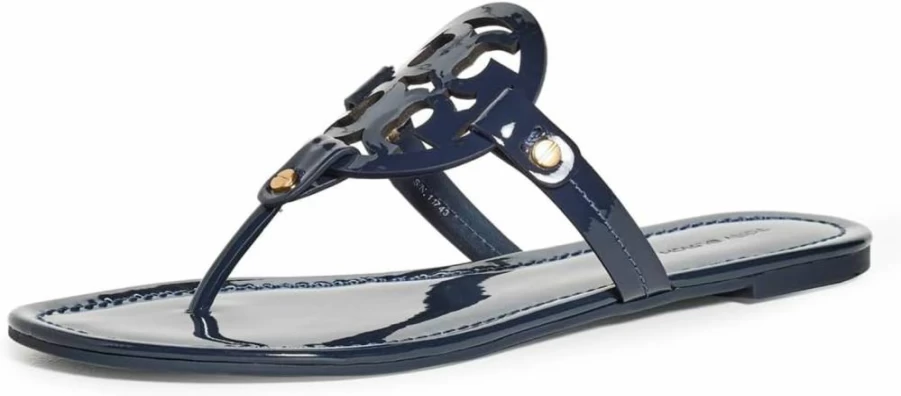 Tory Burch Women's Miller Sandals | Genuine Leather Comfort Slide Sandals | Fashionable Designer Footwear for Women