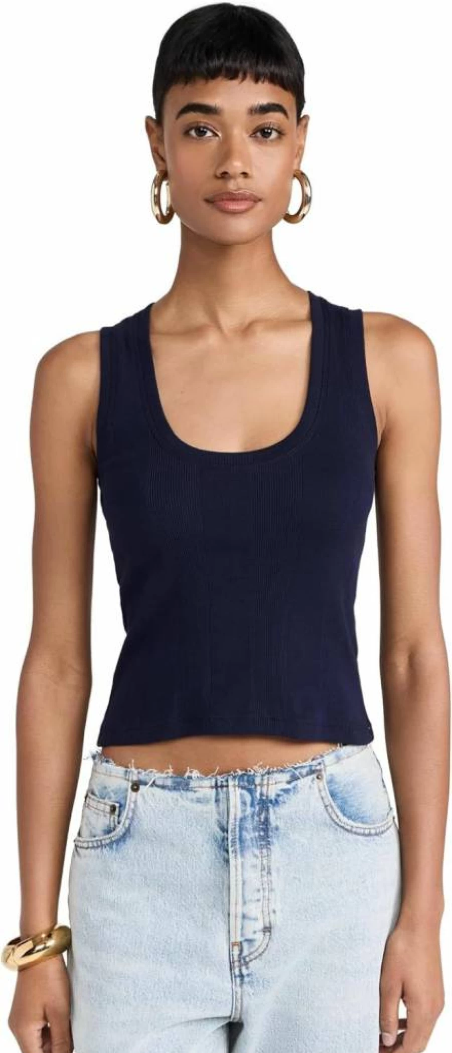 Goldie Women's Cotton Ribbed Crop Top Tank - Soft Stretch Comfort Fit Casual Summer Tee