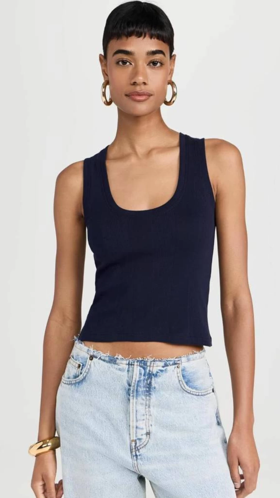 Goldie Women's Cotton Ribbed Crop Top Tank - Soft Stretch Comfort Fit Casual Summer Tee
