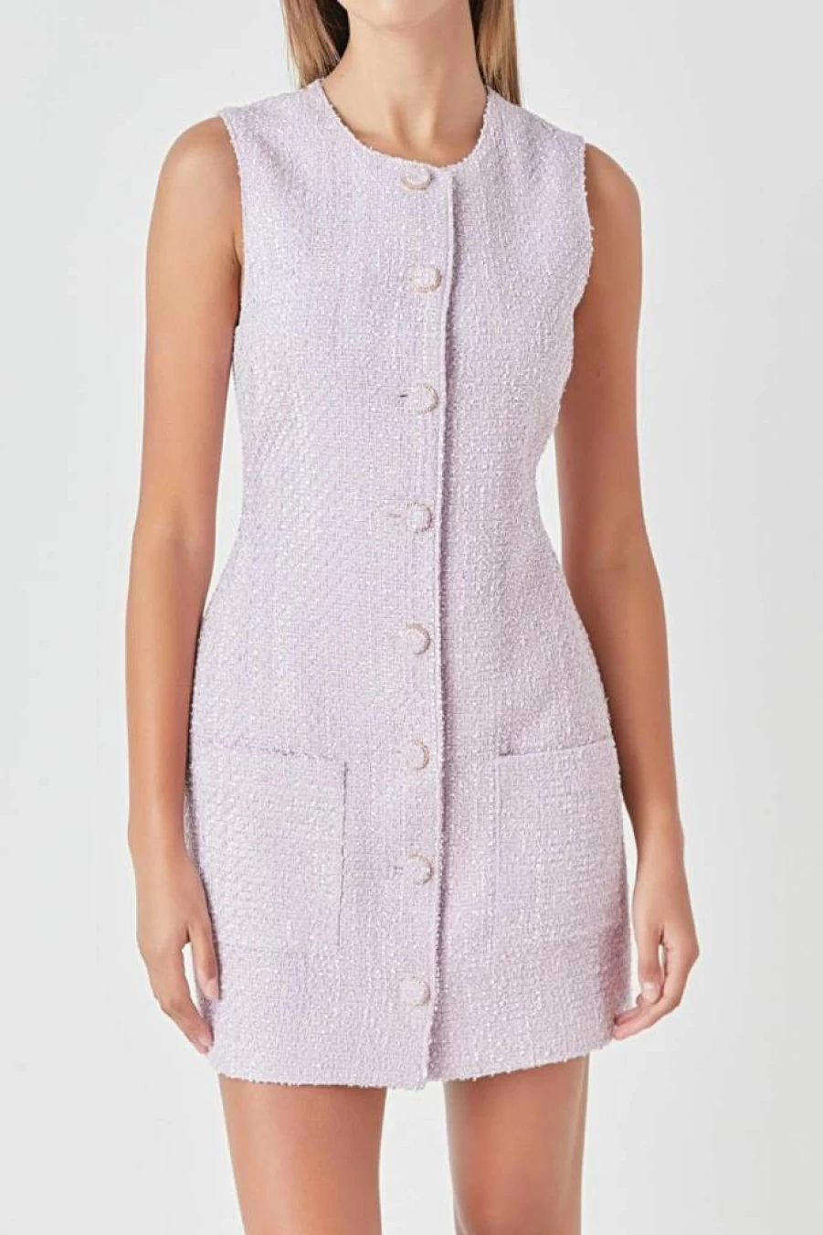 Endless Rose Women's Sleeveless Tweed Mini Dress - Classic Fit, Summer Casual Style