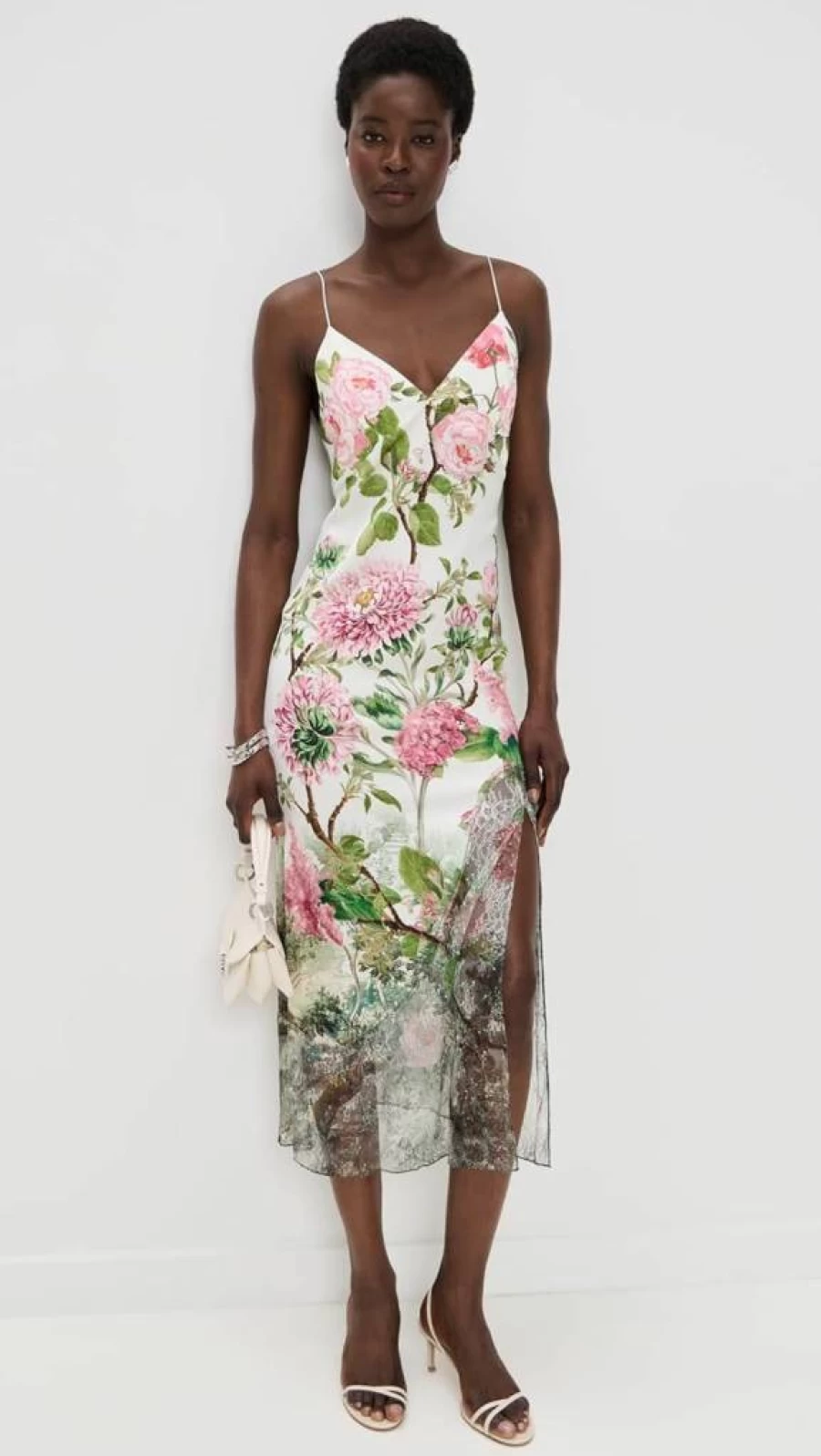 Alice + Olivia Julietta Lace Slip Dress for Women - Cutaway Design Elegant Evening Gown