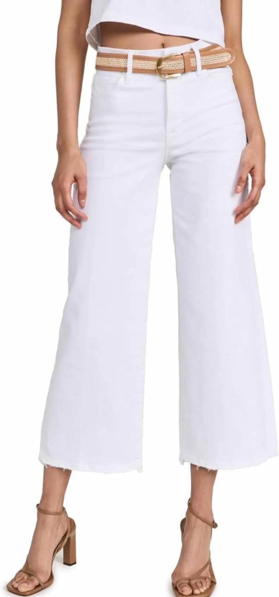 Good American Indigo737 Soft-Tech Cropped Palazzo Jeans for Women - High Waist Comfort Denim