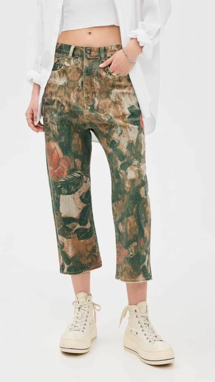 R13 Women's High-Waisted Tailored Drop Jeans - Slim Fit Stretch Denim Pants