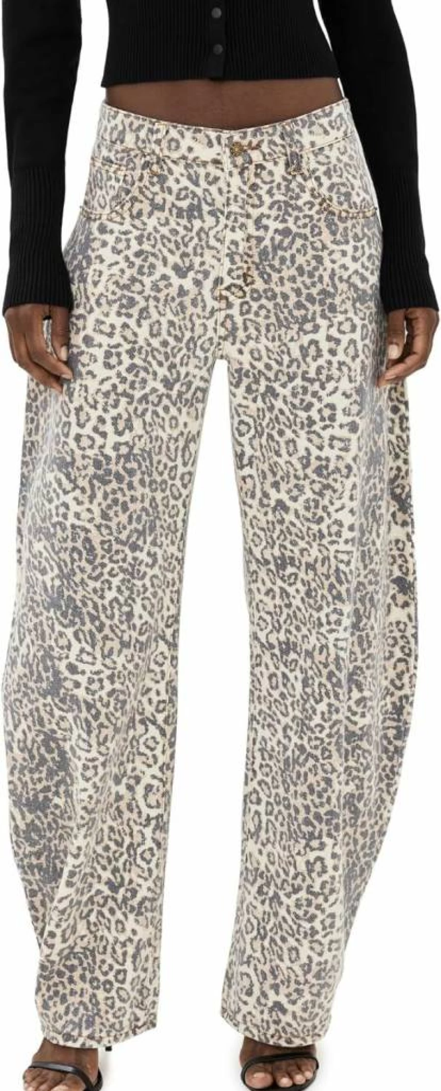 Lioness Women's Distressed High-Waisted Horseshoe Embroidered Jeans - Vintage Denim Pants for Women