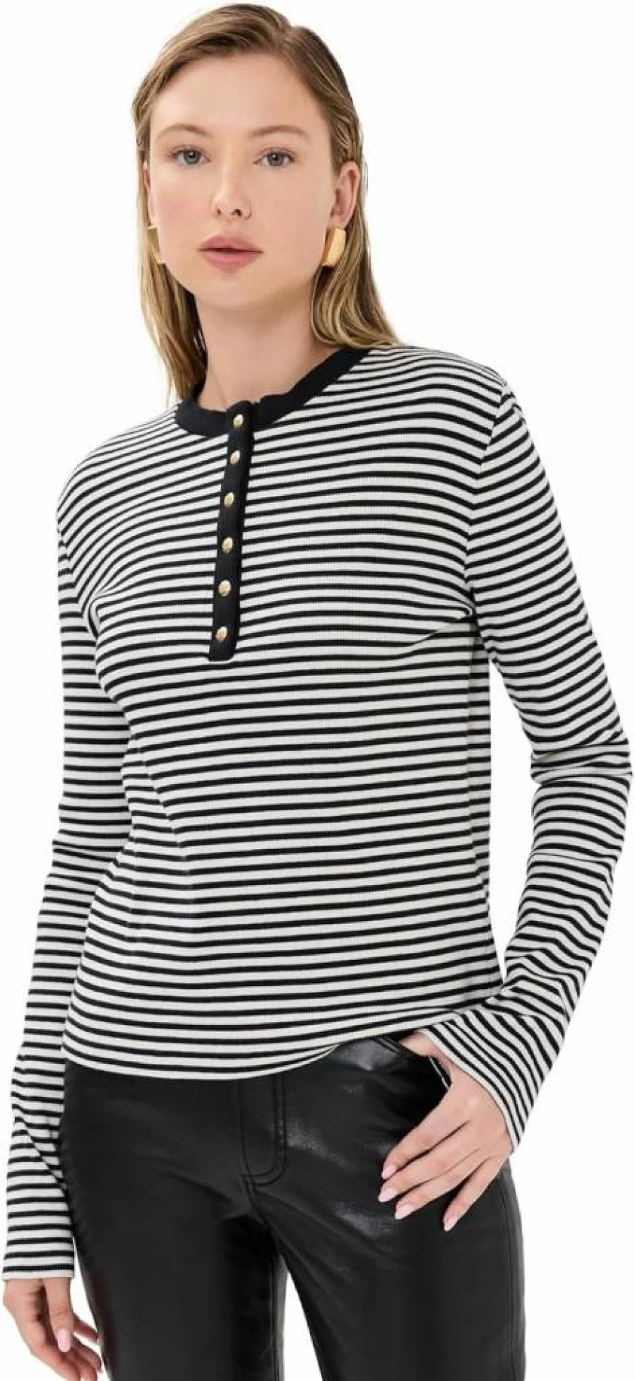 ANINE BING Women's Alessia Long Sleeve T-Shirt | Classic Fit Casual Top