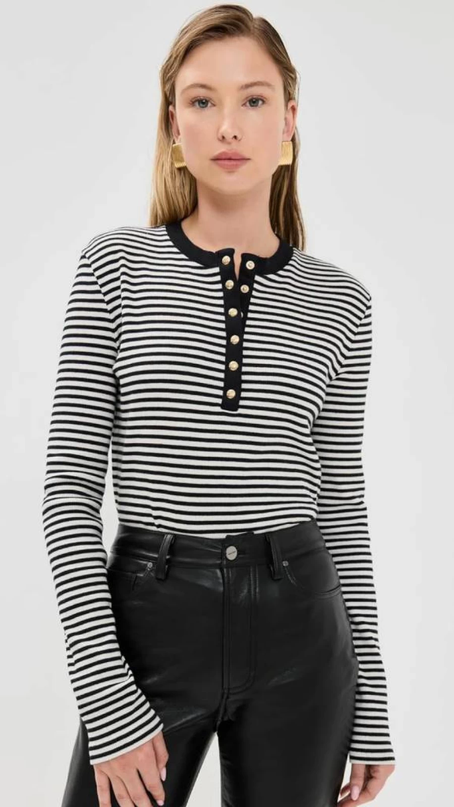 ANINE BING Women's Alessia Long Sleeve T-Shirt | Classic Fit Casual Top