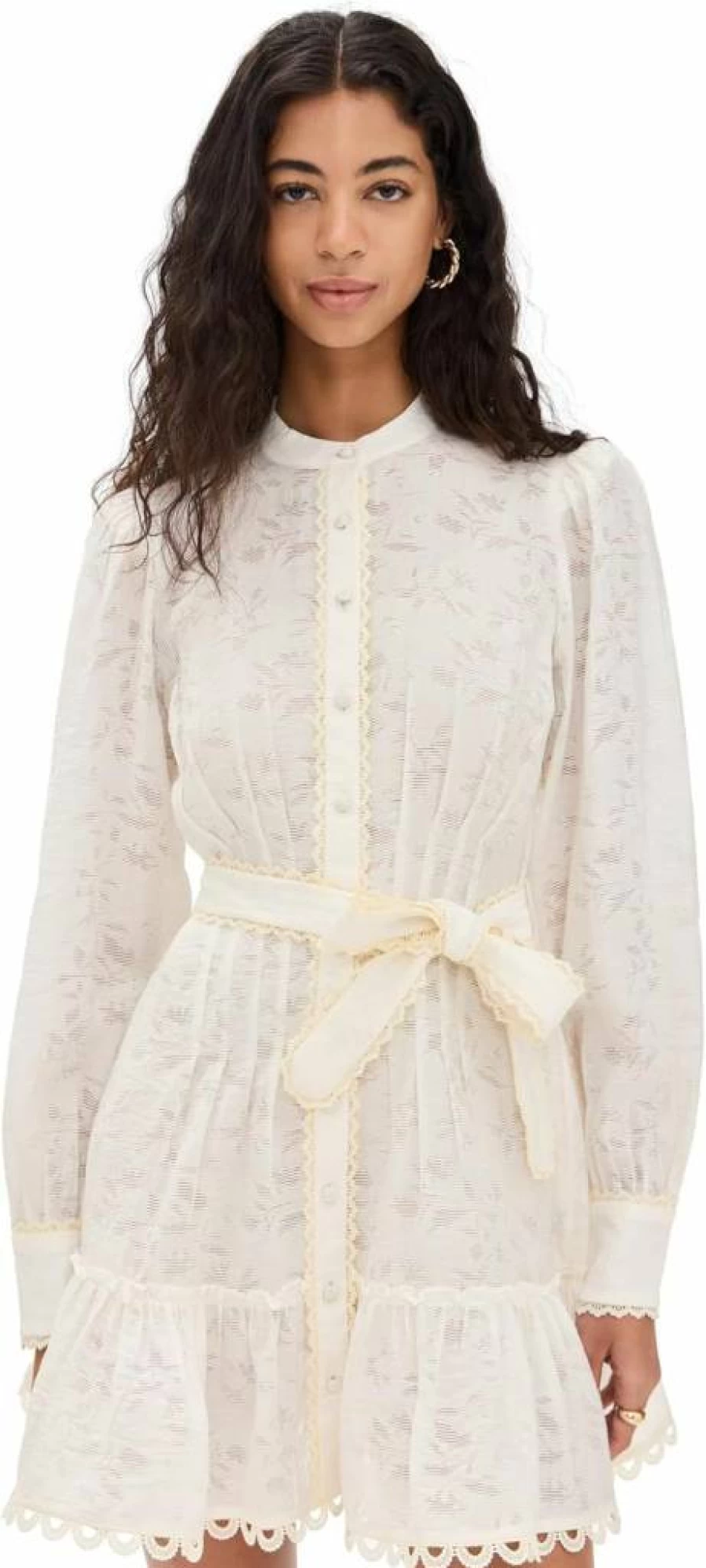 Hemant & Nandita Women's Handcrafted Button Short Dress with Tie Belt – Elegant Casual Wear