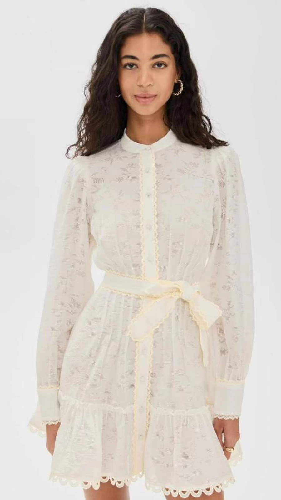 Hemant & Nandita Women's Handcrafted Button Short Dress with Tie Belt – Elegant Casual Wear