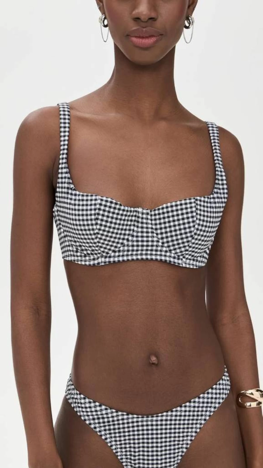 Good American Women's Balconette Bra - Floral Gingham Lace Bralette for Comfort and Support