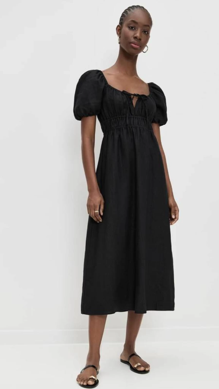 FAITHFULL THE BRAND Women's Brigitte Midi Dress - Floral Summer Dress with V-Neck and Button Front