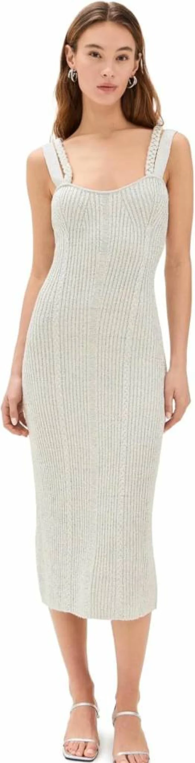 AMUR Women's Indiyah Metallic Knit Midi Dress - Elegant Shimmer Party Wear