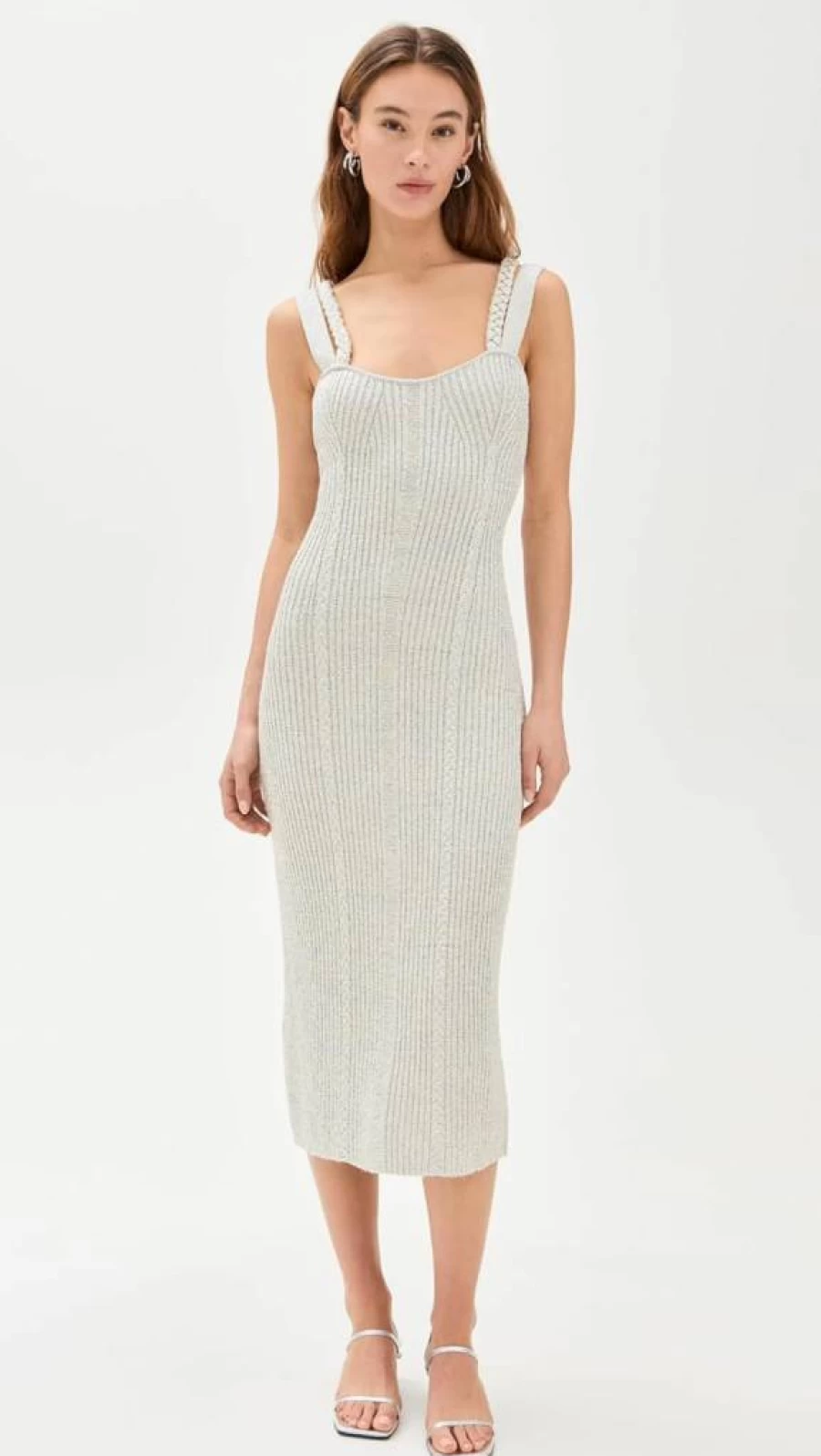 AMUR Women's Indiyah Metallic Knit Midi Dress - Elegant Shimmer Party Wear