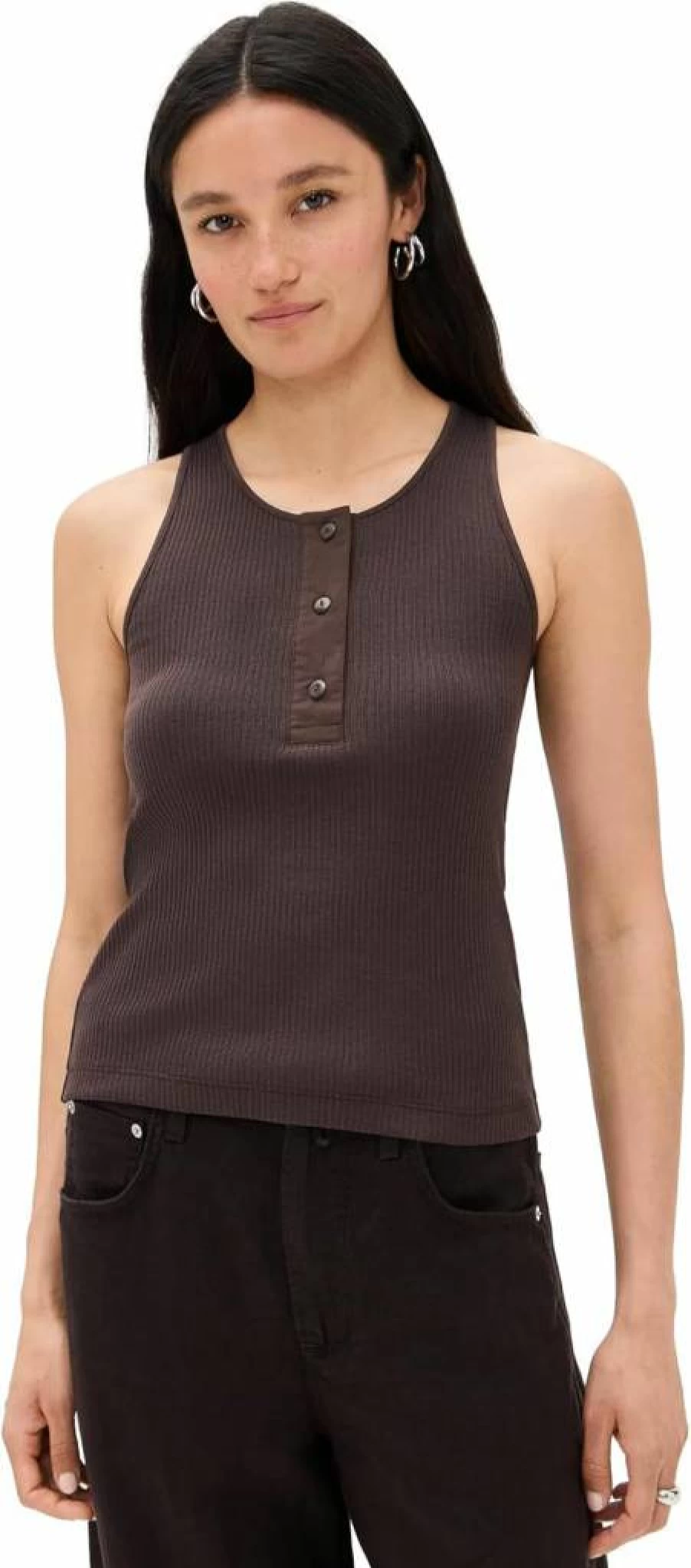 Vince Women's Mixed Media Henley Top - Stylish Casual Blouse with Unique Design