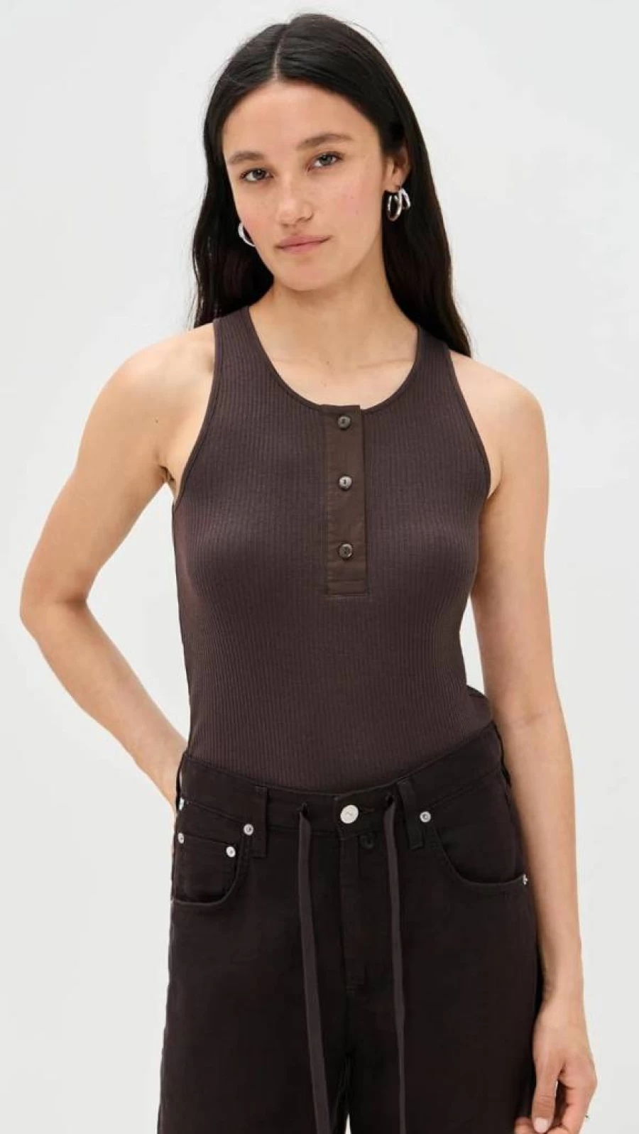 Vince Women's Mixed Media Henley Top - Stylish Casual Blouse with Unique Design