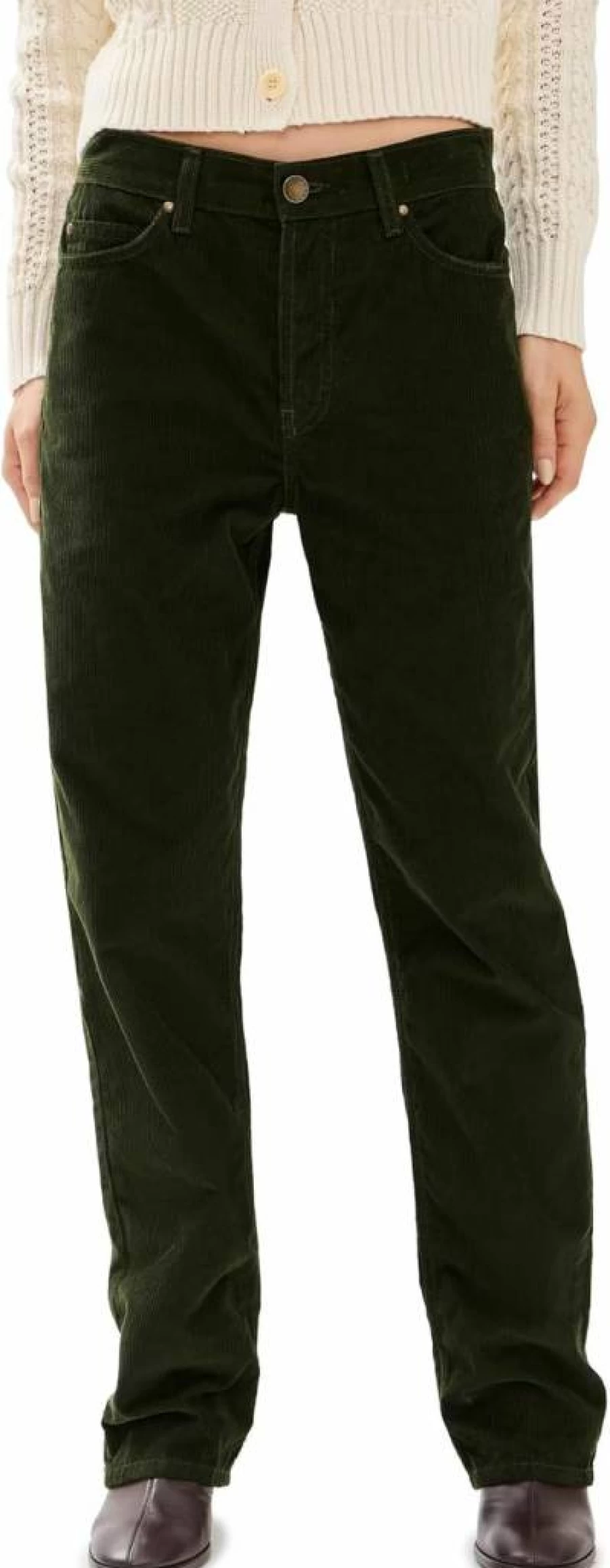 THE GREAT Women's Wayne Corduroy Pants - High Waist Straight Leg 30" Corduroy Trousers for Women