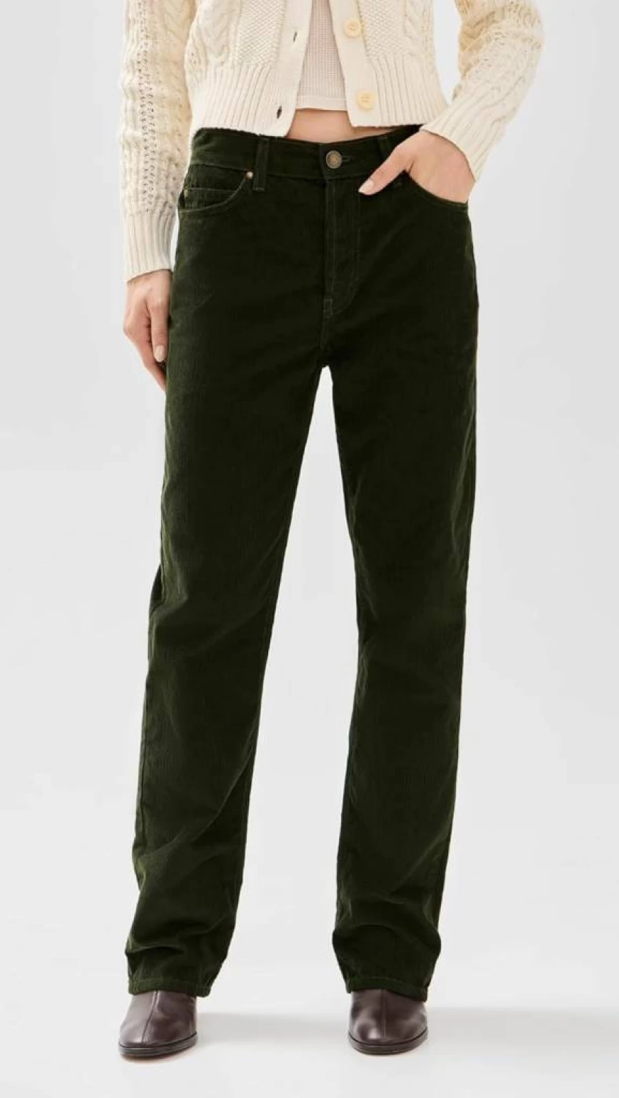 THE GREAT Women's Wayne Corduroy Pants - High Waist Straight Leg 30" Corduroy Trousers for Women