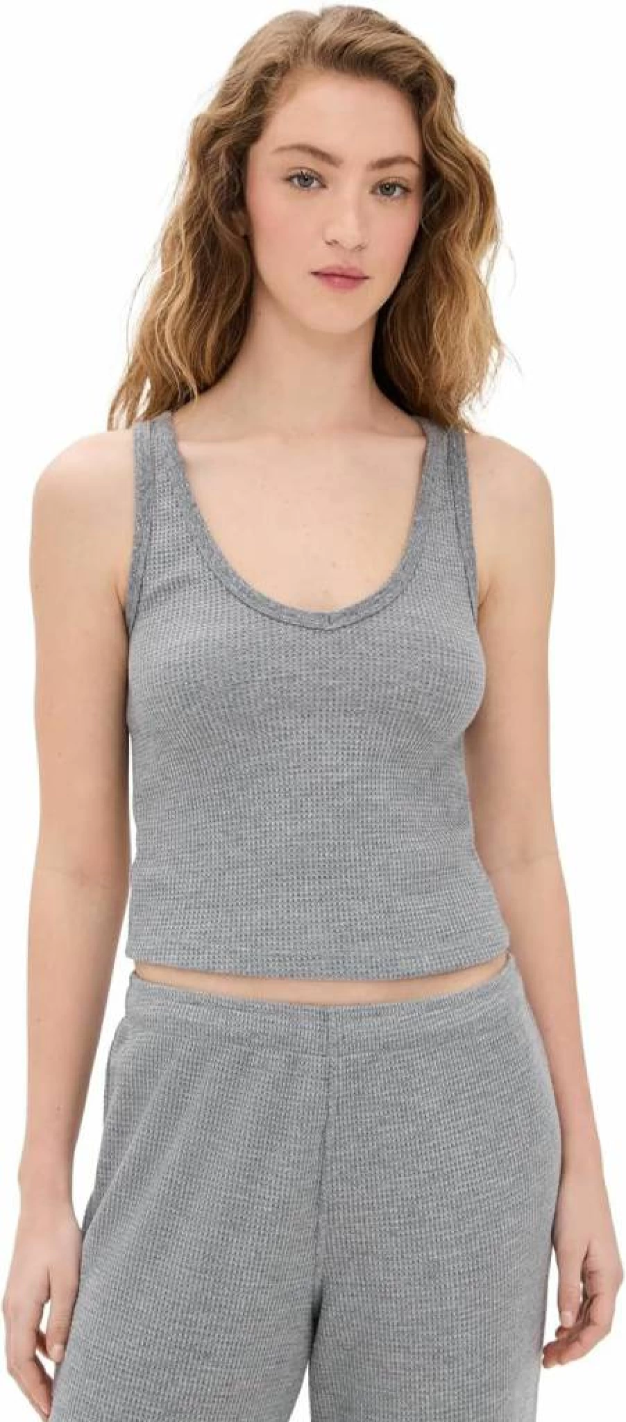 PerfectWhiteTee Women's Hazel Waffle Knit Tank Top - Soft Breathable Casual Fit