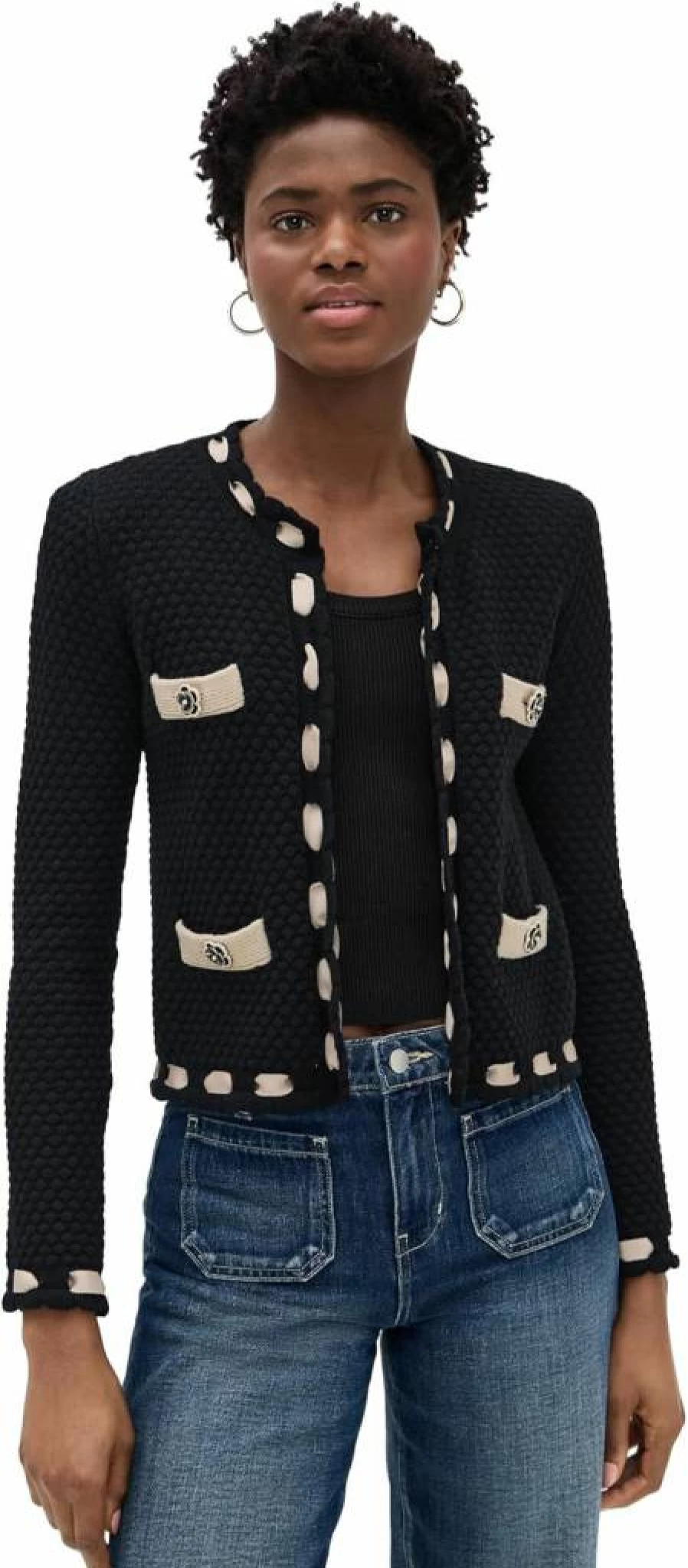 L'AGENCE Women's Astor Cardigan with Contrast Trim - Stylish Knit Sweater