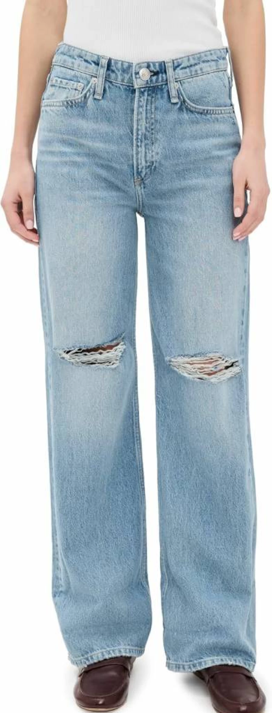 Rag & Bone Women's Logan Wide Leg Jeans - Mid Rise Denim Pants for Women