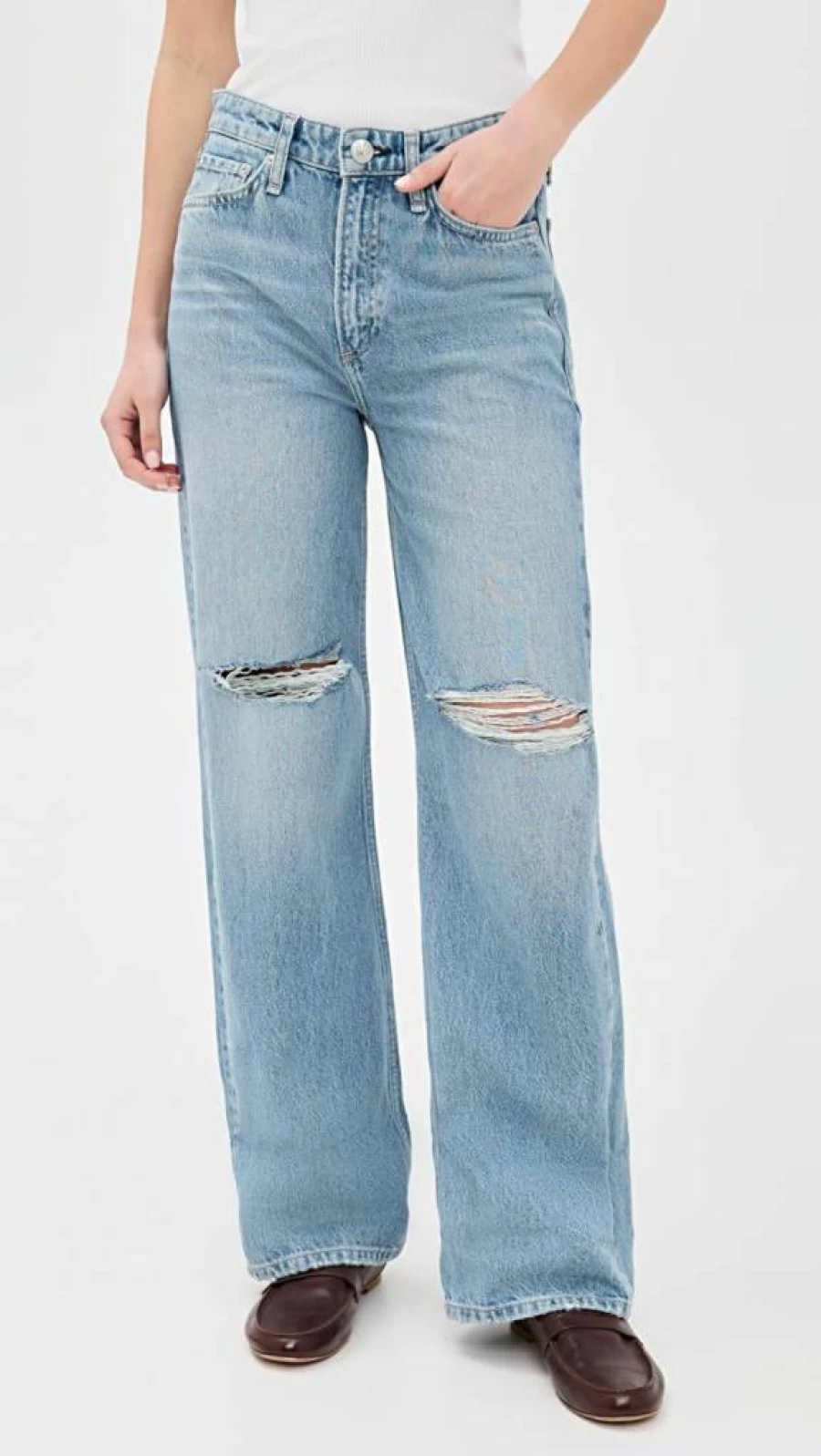 Rag & Bone Women's Logan Wide Leg Jeans - Mid Rise Denim Pants for Women