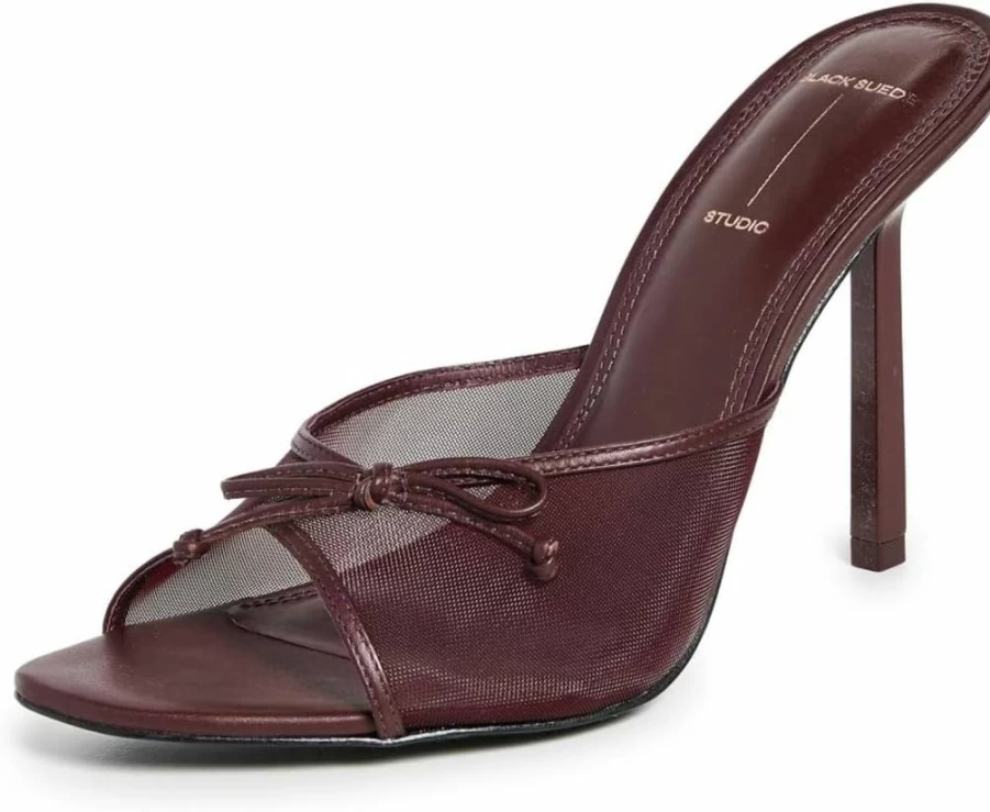 Black Suede Studio Women's Luna 100mm Heel Sandals - Suede Leather Straps Summer Dress Shoes