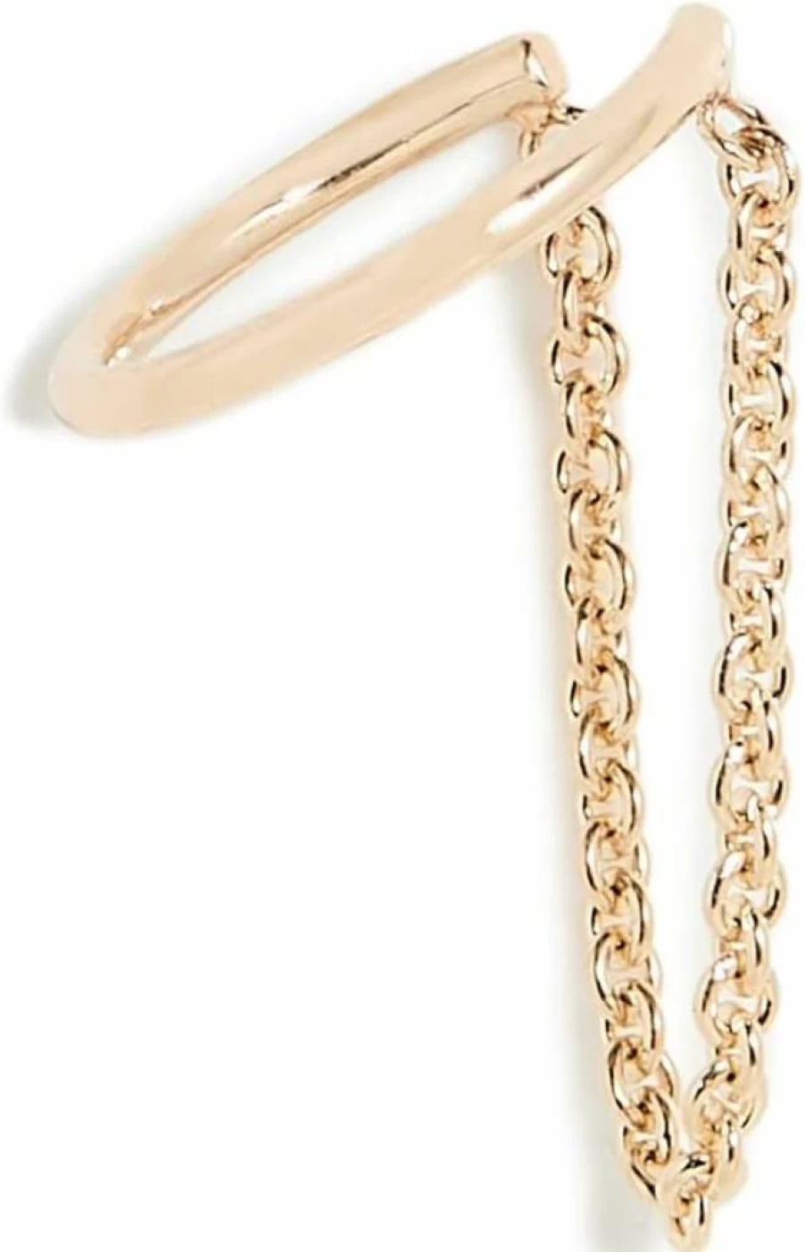 ZOE CHICCO 14K Gold Draped Chain Ear Cuff for Women - Elegant Hoop Ear Cuff Jewelry