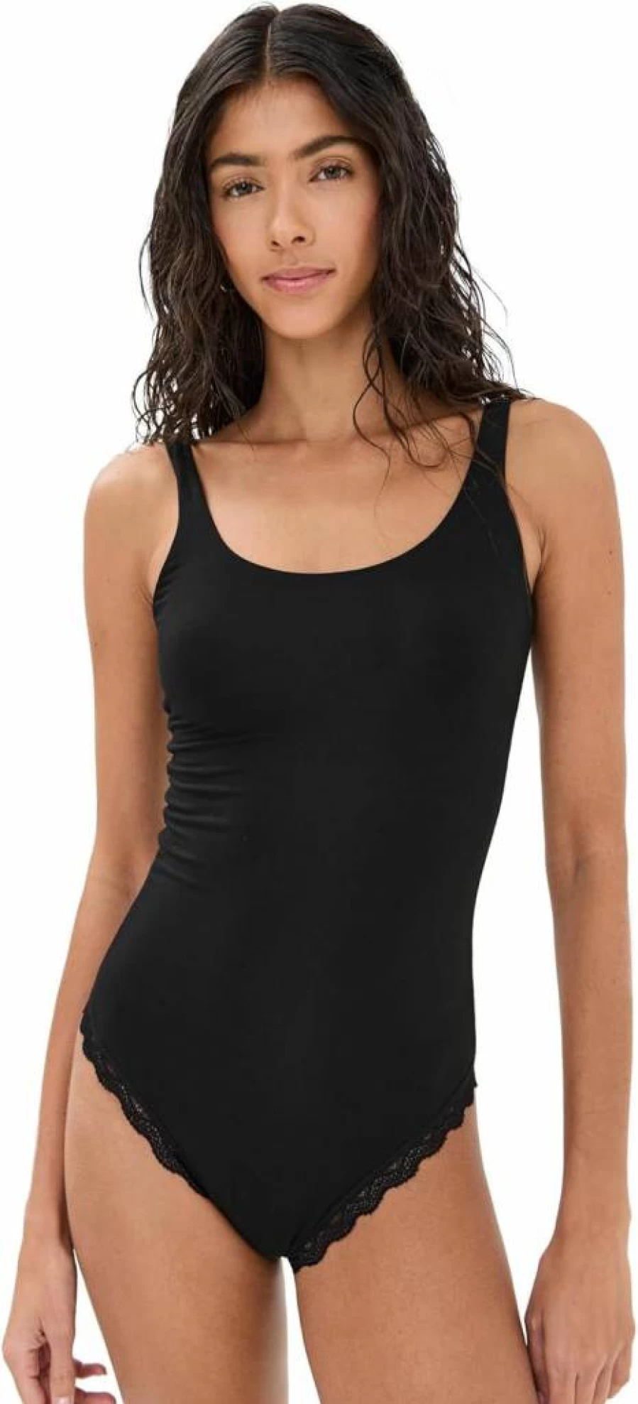 Stripe & Stare Women's Scoop Neck Bodysuit - Soft Stretch Comfortable Basic Bodysuit