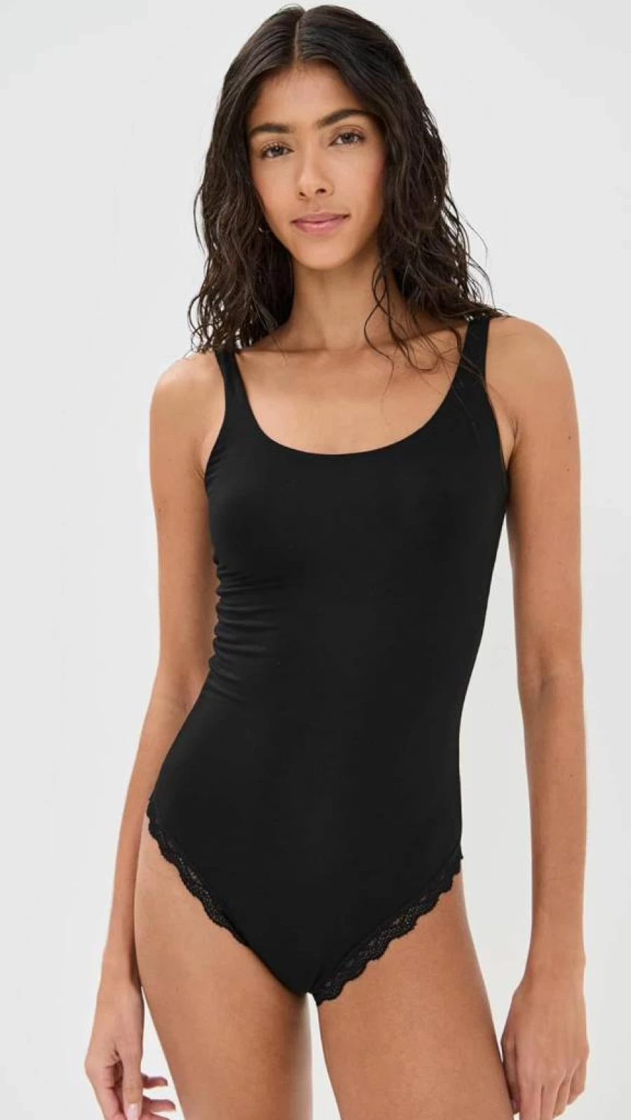 Stripe & Stare Women's Scoop Neck Bodysuit - Soft Stretch Comfortable Basic Bodysuit