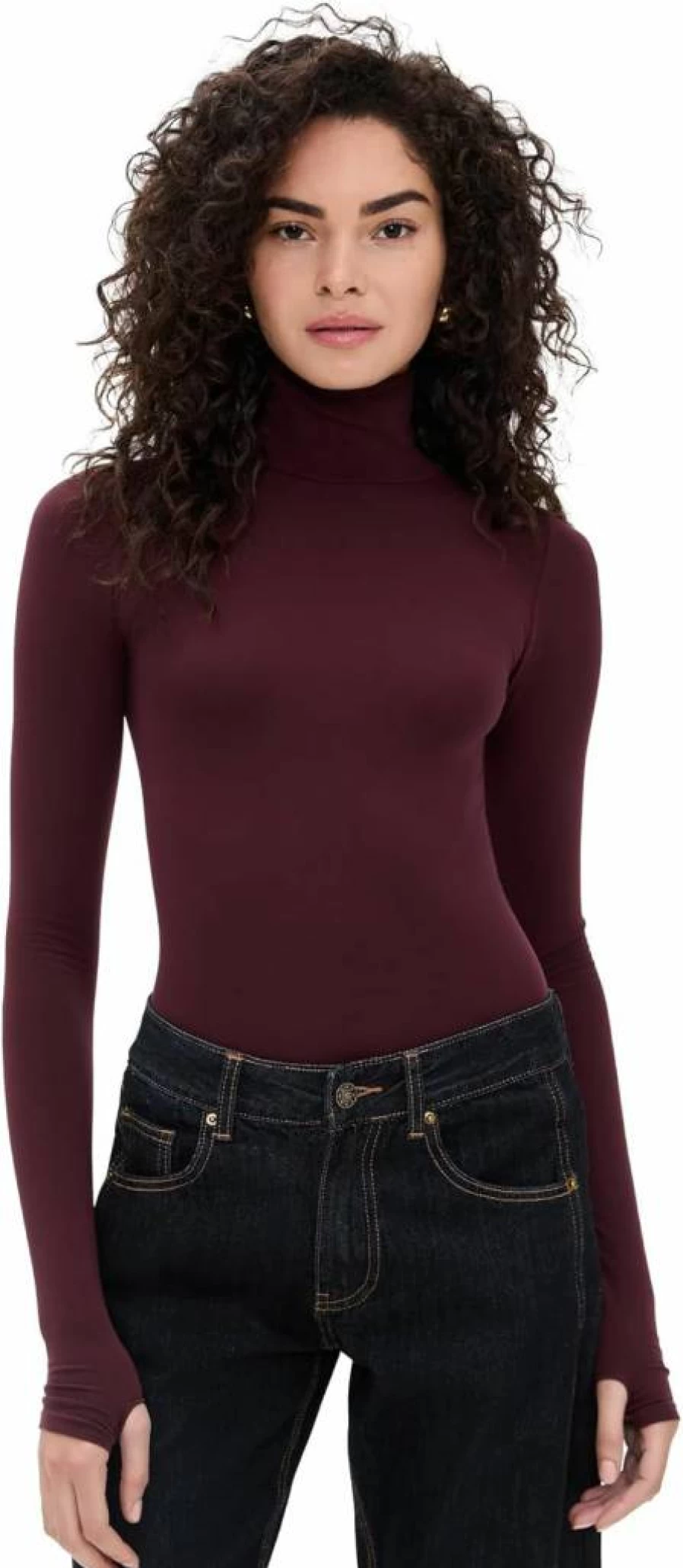 Commando Women's Ballet Turtleneck Bodysuit with Thumbholes - Stretchable Comfort Fit Dancewear