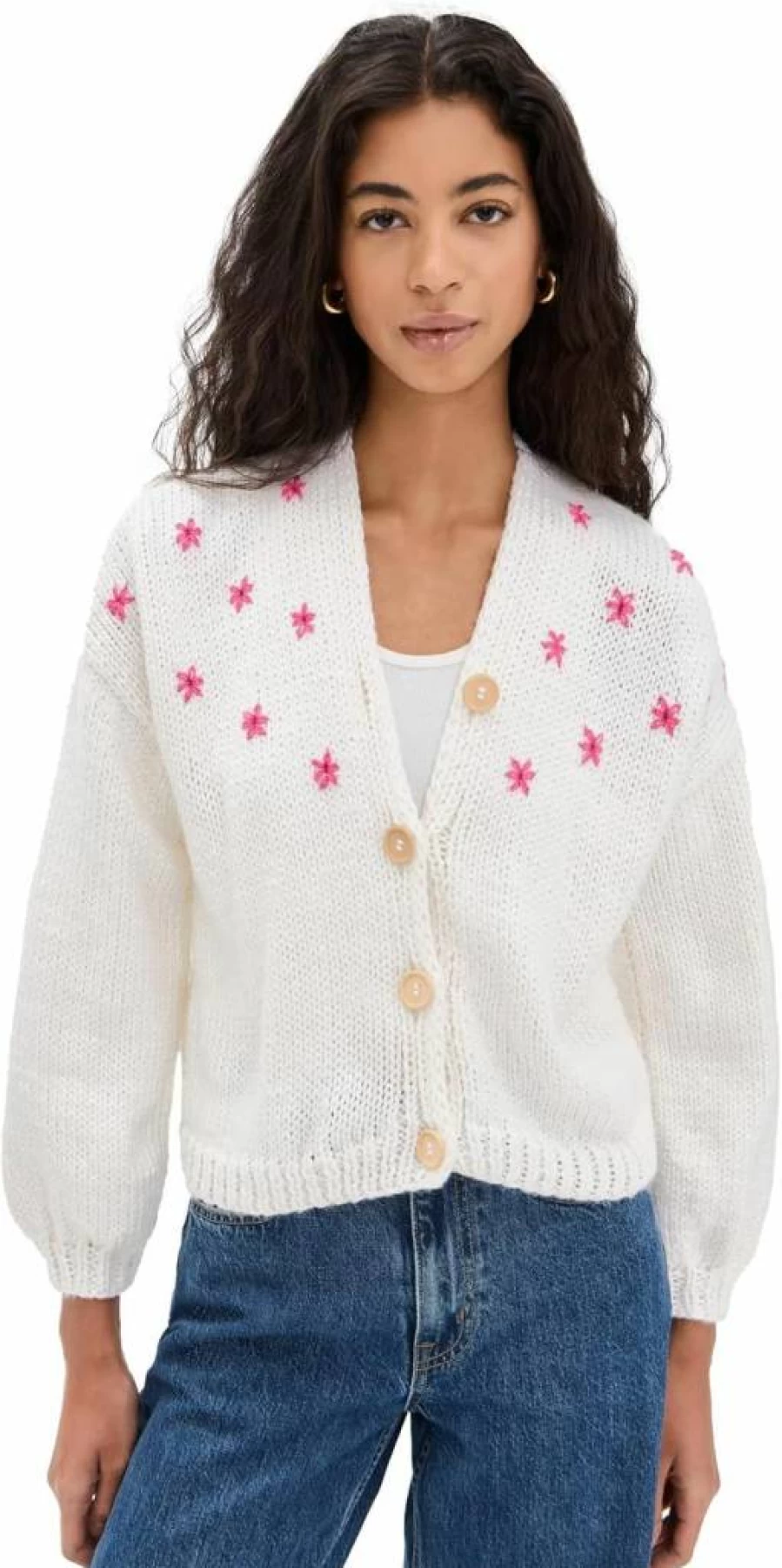 FANM MON Women's Floral Lace Cardigan - Elegant Sisterhood Bloom Knit Sweater