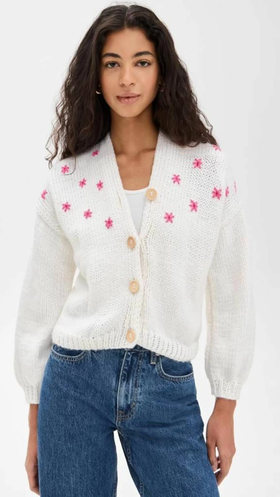 FANM MON Women's Floral Lace Cardigan - Elegant Sisterhood Bloom Knit Sweater