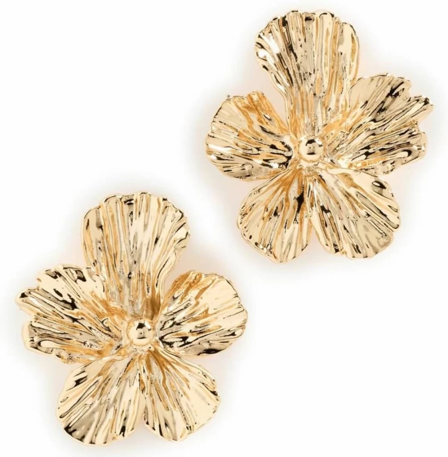 LELET NY Maya Floral Button Earrings for Women - Elegant Floral Design Stud Earrings