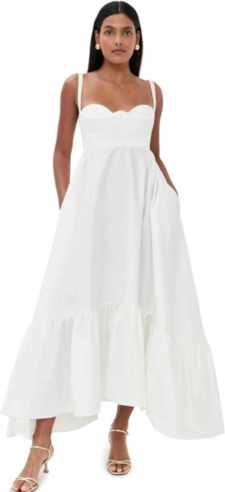 Anna October Women's Elegant Swan Print Maxi Dress - Flowy Long Boho Dress for Summer
