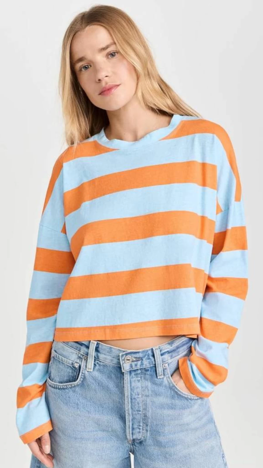 ASKK NY Women's Stylish Printed Cropped Long Sleeve Blouse Tops for Fashion Trends