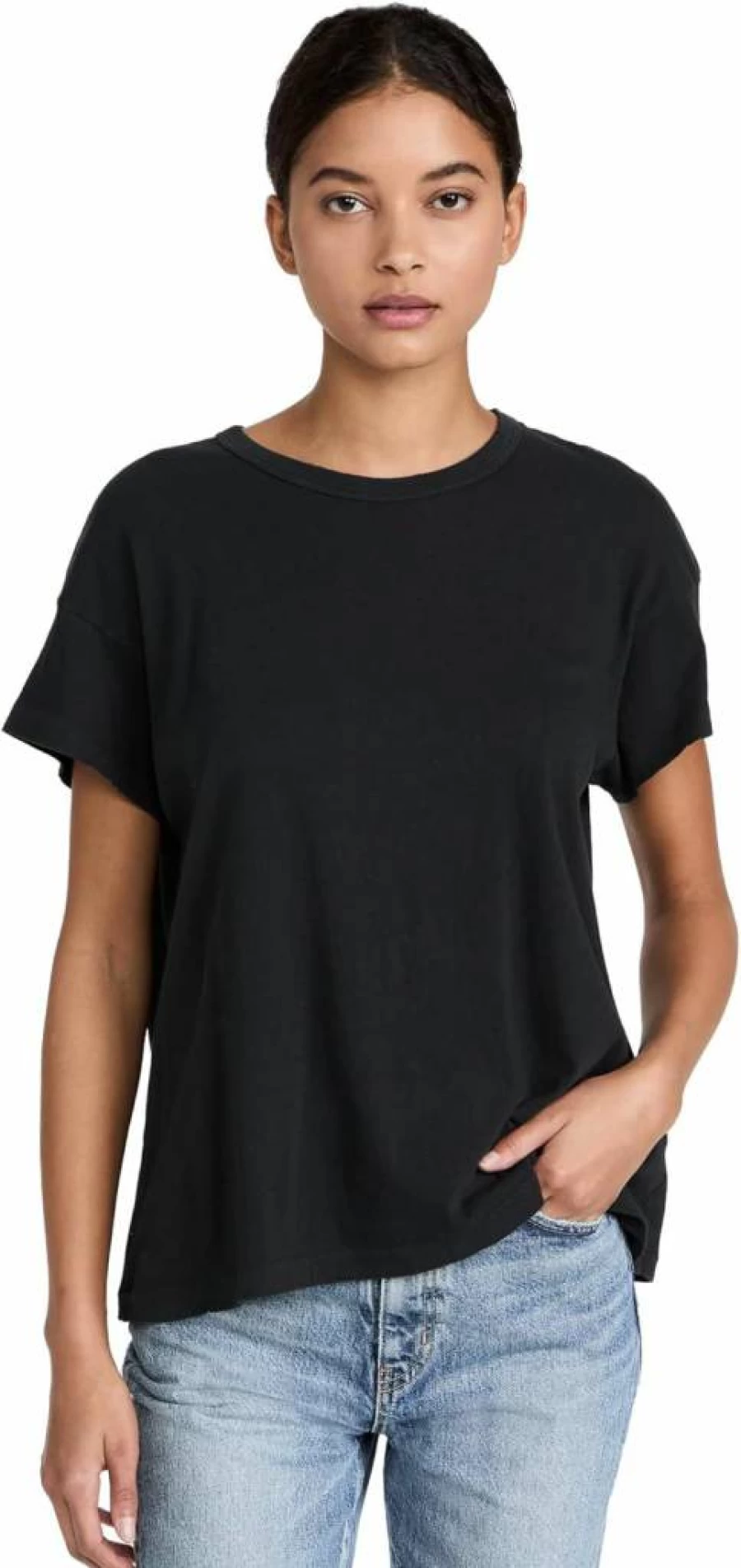 THE GREAT Women's Boxy Crew Neck T-Shirt - Relaxed Fit Cotton Tee