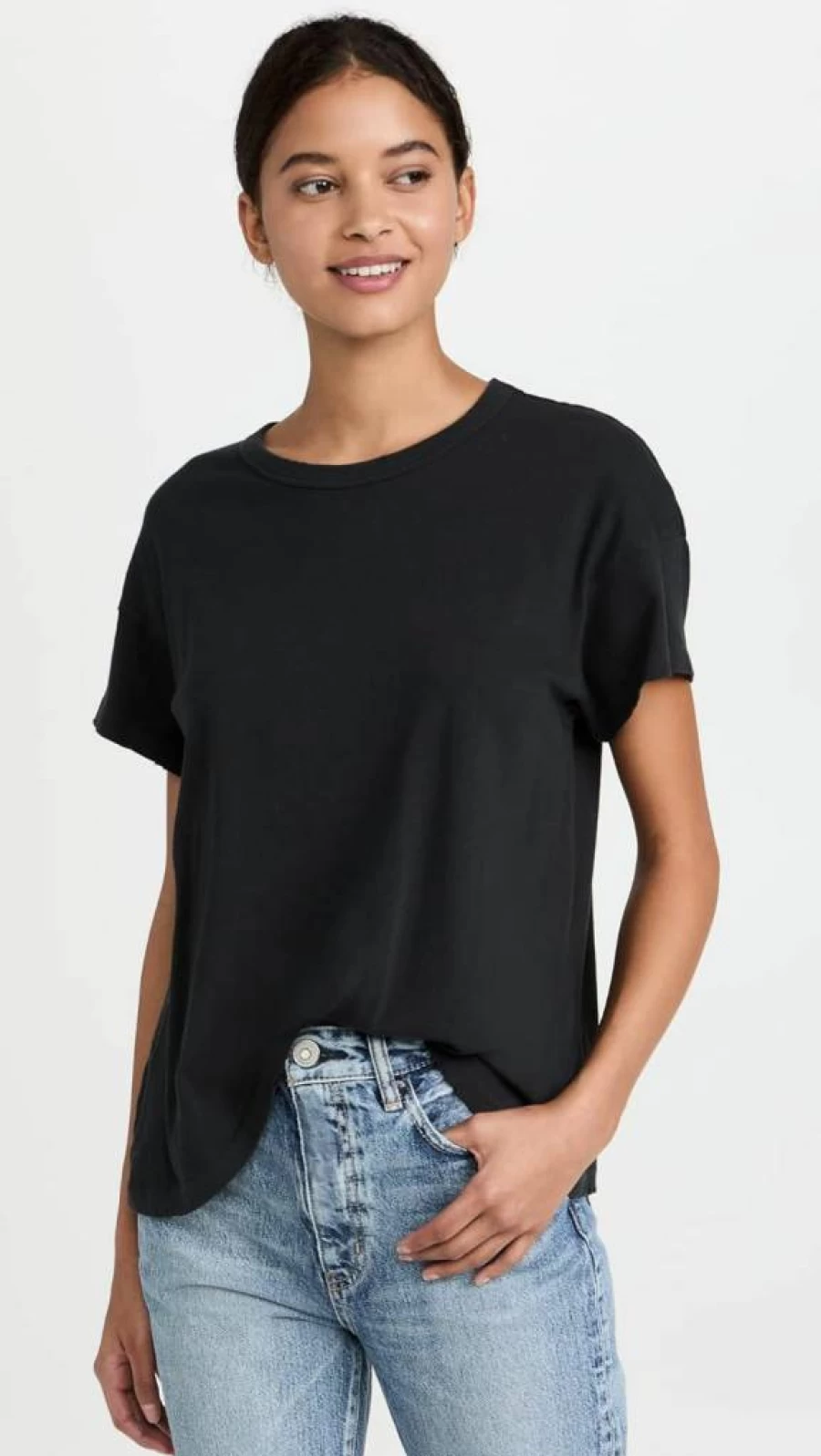 THE GREAT Women's Boxy Crew Neck T-Shirt - Relaxed Fit Cotton Tee