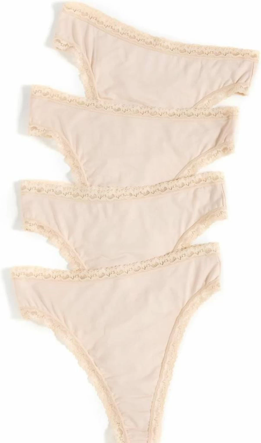 Stripe & Stare Women's High Waisted Thong 4-Pack - Soft Cotton Underwear Multipack